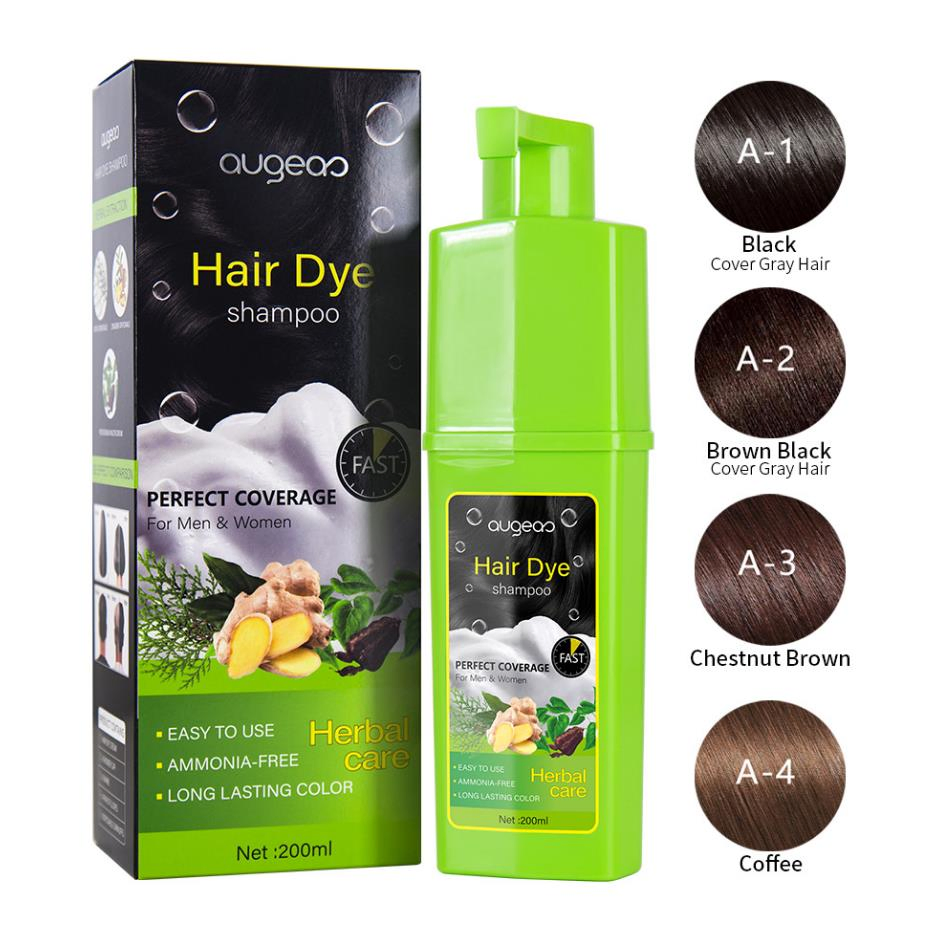 Online Wholesale in Stock Natural Organic Argan Oil Collagen 100% Cover Gray White Black Brown Hair Color Dye Shampoo 200ml Hair Color Shampoo Permanent Dye