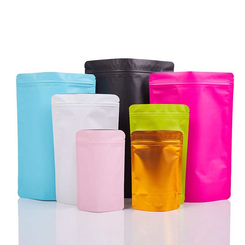 Matte Color Self-Supporting Bag Aluminum Foil Ziplock Bag Thickened Tea Powder Cosmetics Aluminized Sealed Food Bag