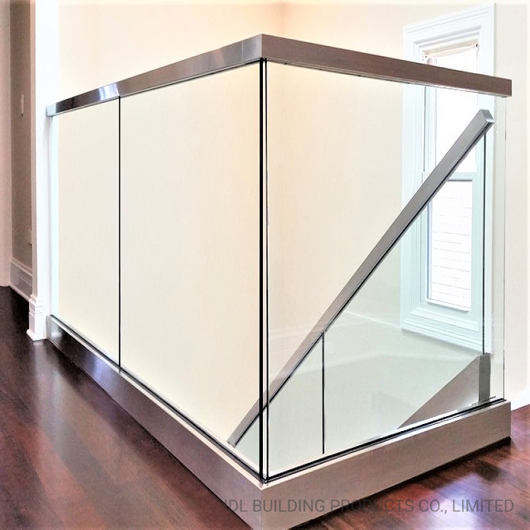 Stainless Steel Cover Aluminum Shoe Base Glass Rails U Channel Glass Railing Frameless Glass Balustrade for Deck/Staircase/Patio/Balcony/Terrace/Porch