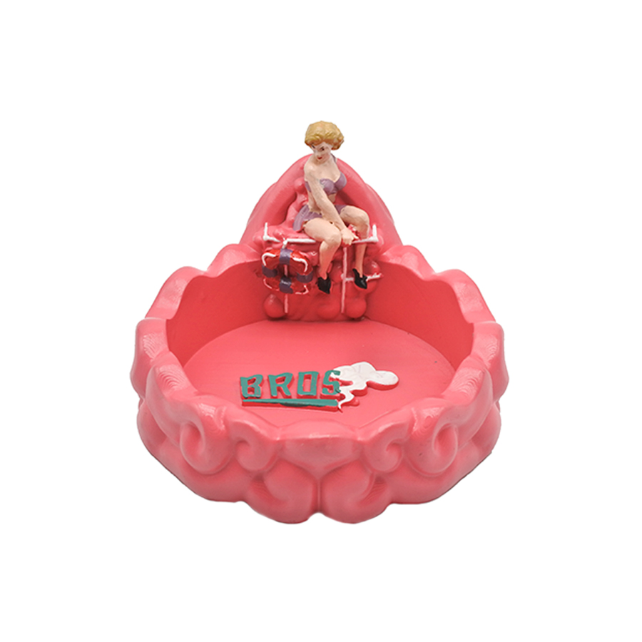 Wholesale New Custom Printed Logo Glass Round Pink Ashtray Flower Ashtray