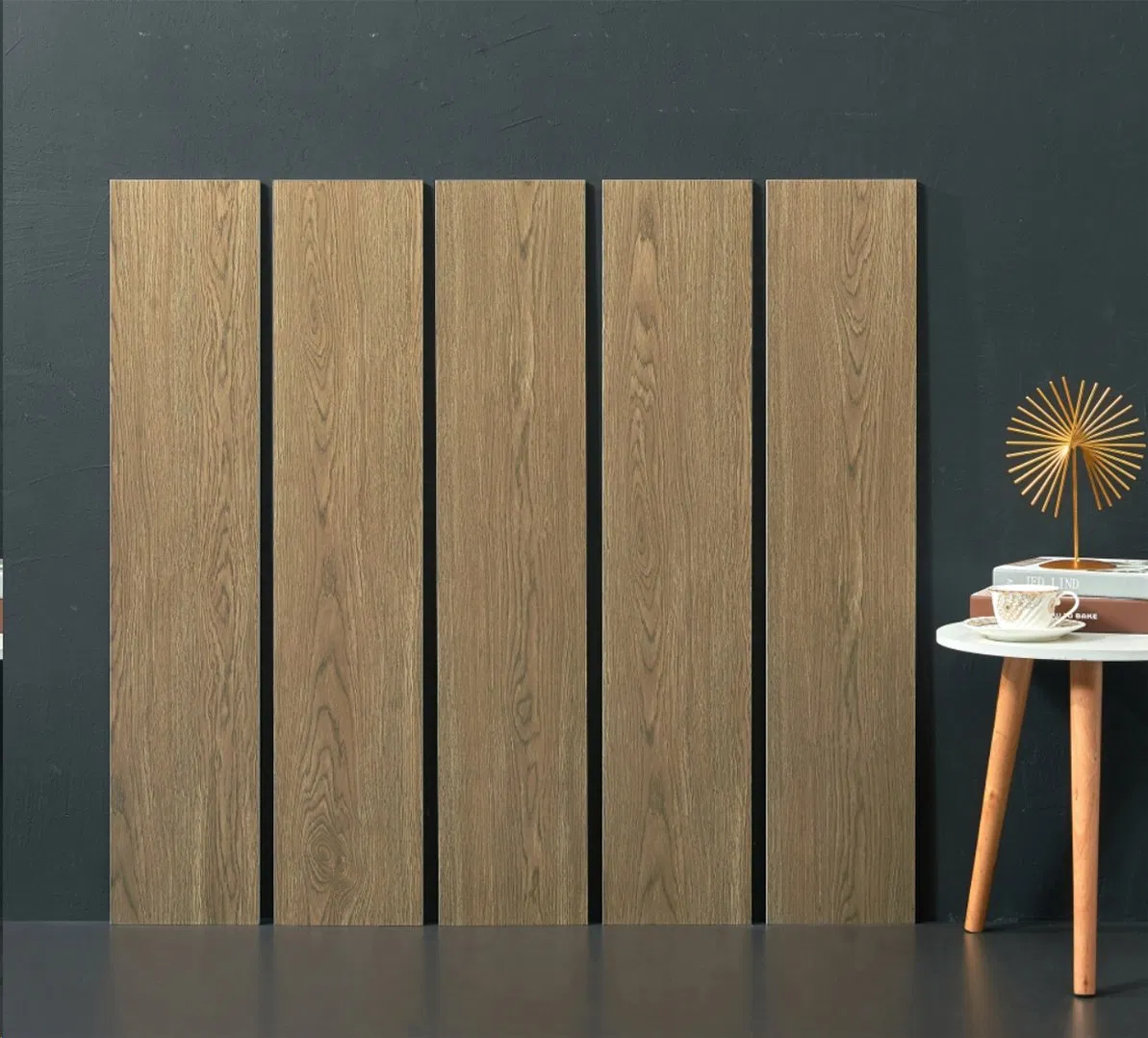 Dark Brown Wood Grain Porcelain Tile for Indoor Flooring and Wall Ceramic Foshan Factory