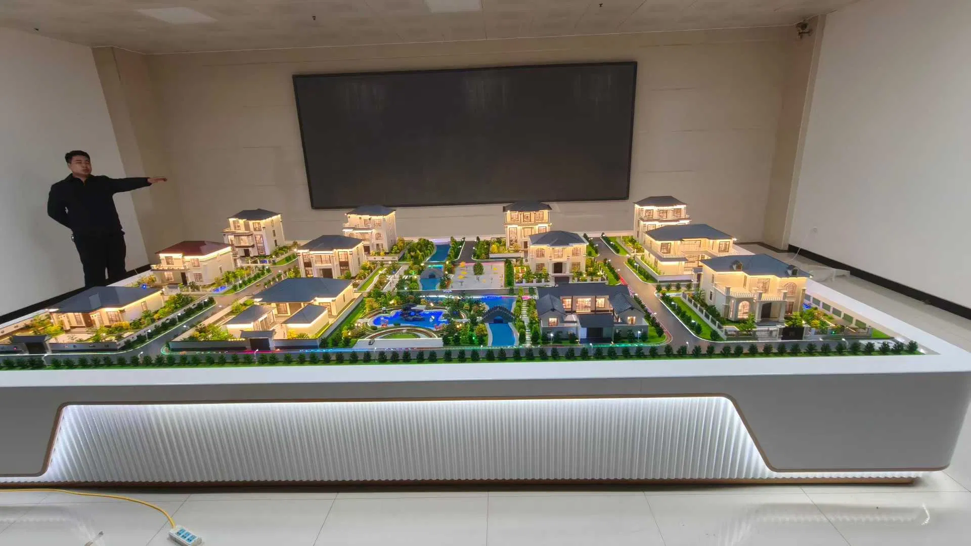 High End Residential Villa Area Planning Building Model Making with Lighting Effects