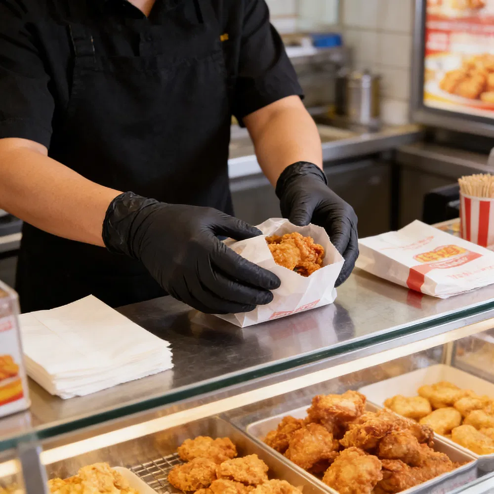 Food Processing Blue Nitrile Gloves - Latex-Free Textured Disposable Gloves, Kitchen Ware