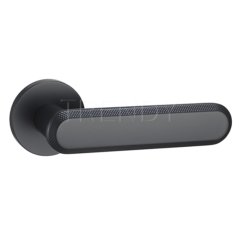 Knurled Series PVD Decorative Hardware Zamak Lever Door Lock Handle for Wooden Doors (Z6294-ZR33)