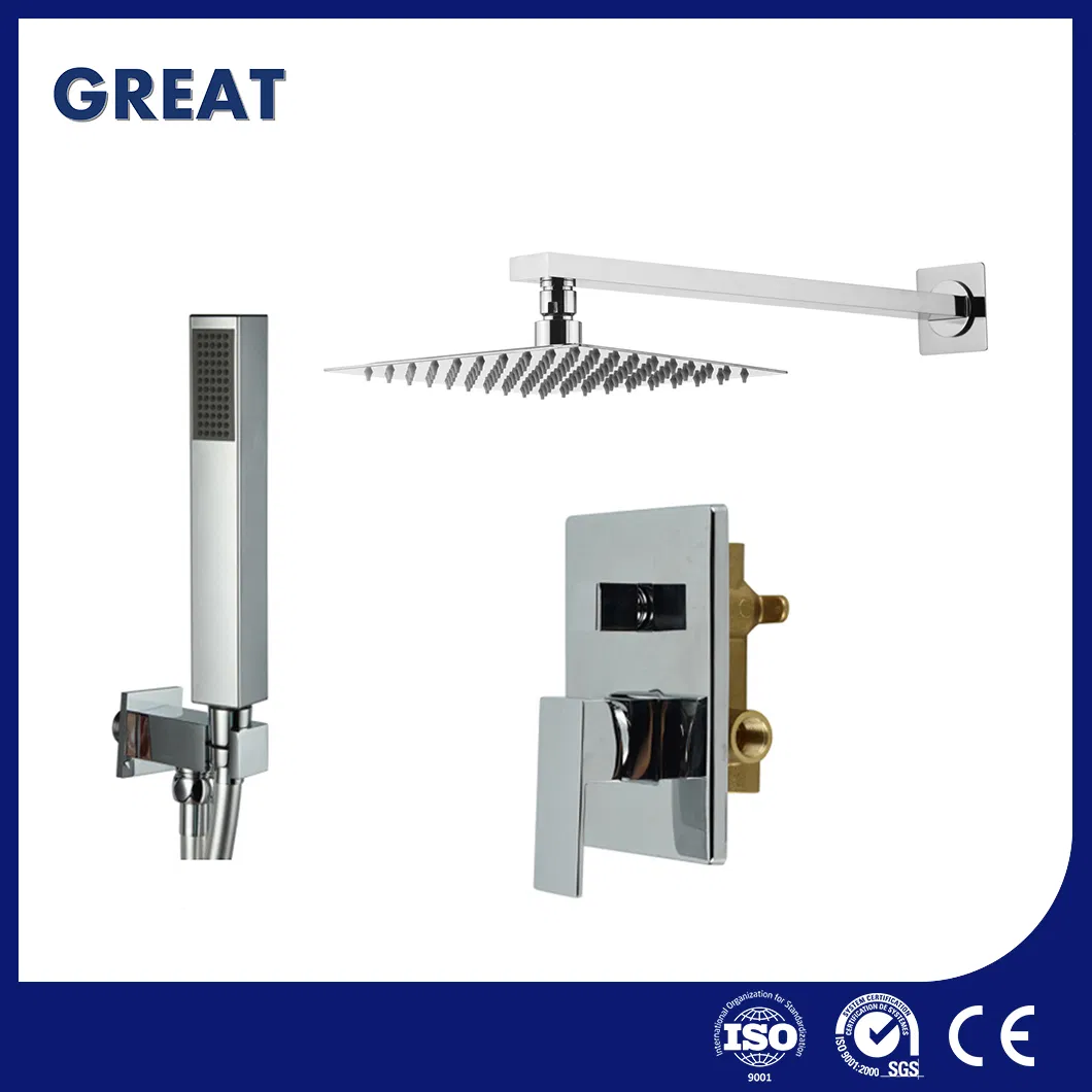 Great China Shower Faucet with Thermostat Factory Exposed Shower System Gl502503A501 Chrome Two-Way Concealed Shower Set Contemporary Rain Shower Head System