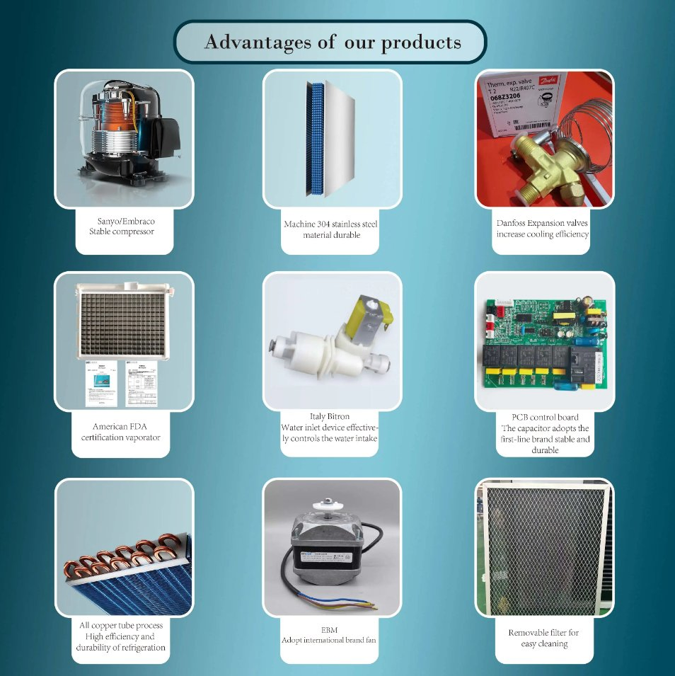 Commercial Cube Ice Machine 120kg/24h Ice Cube for Restaurant and Bar Ice Maker