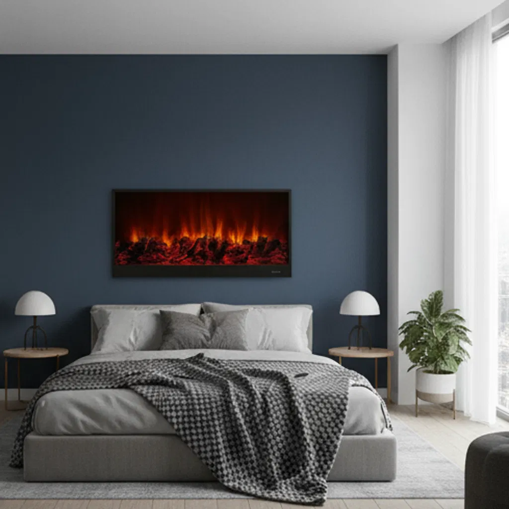 Stylish Electric Fireplace with Multi-Color LED Lighting and Remote Control