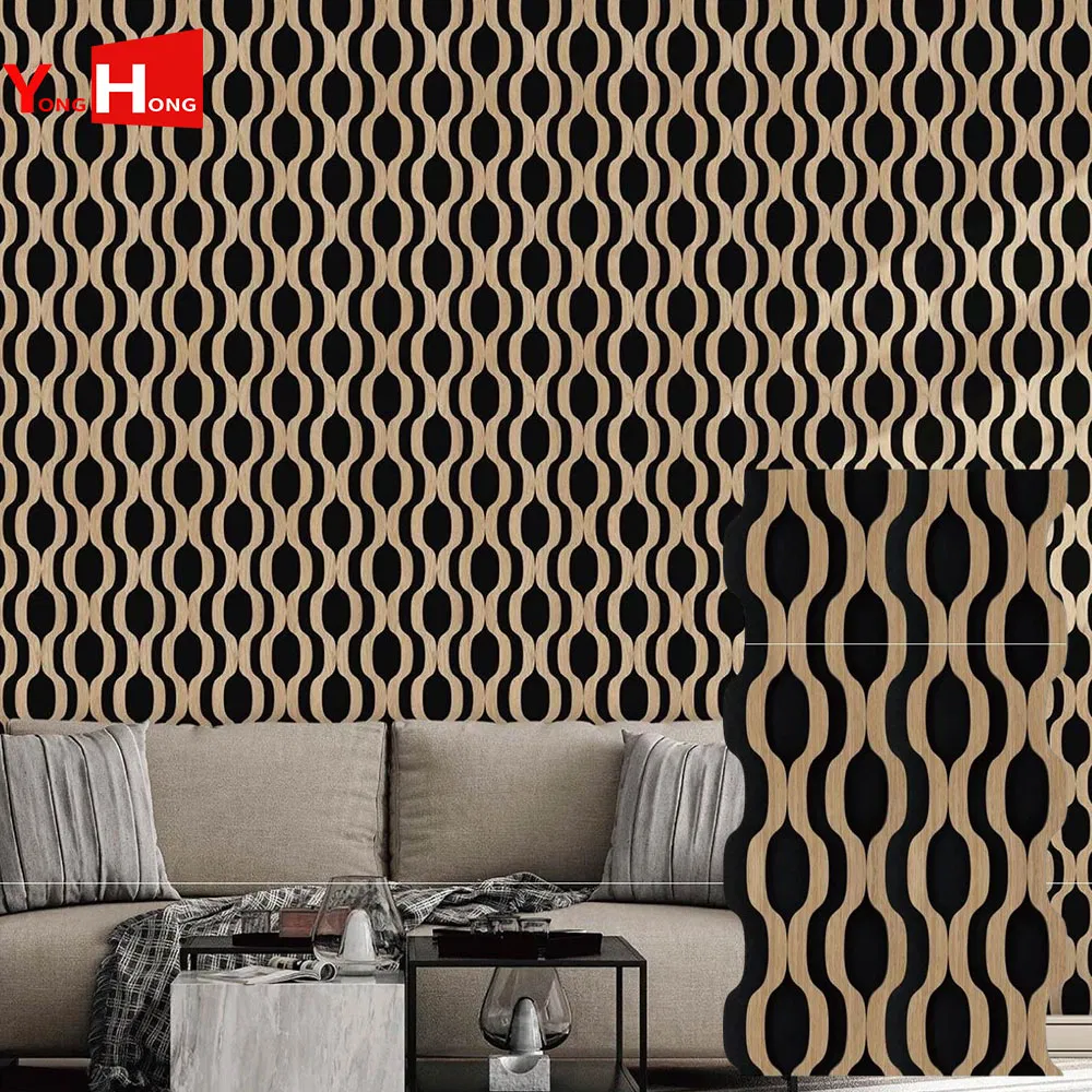 600*2400mm Nature Wood Veneer Pet Felt Wood Acoustic Panel