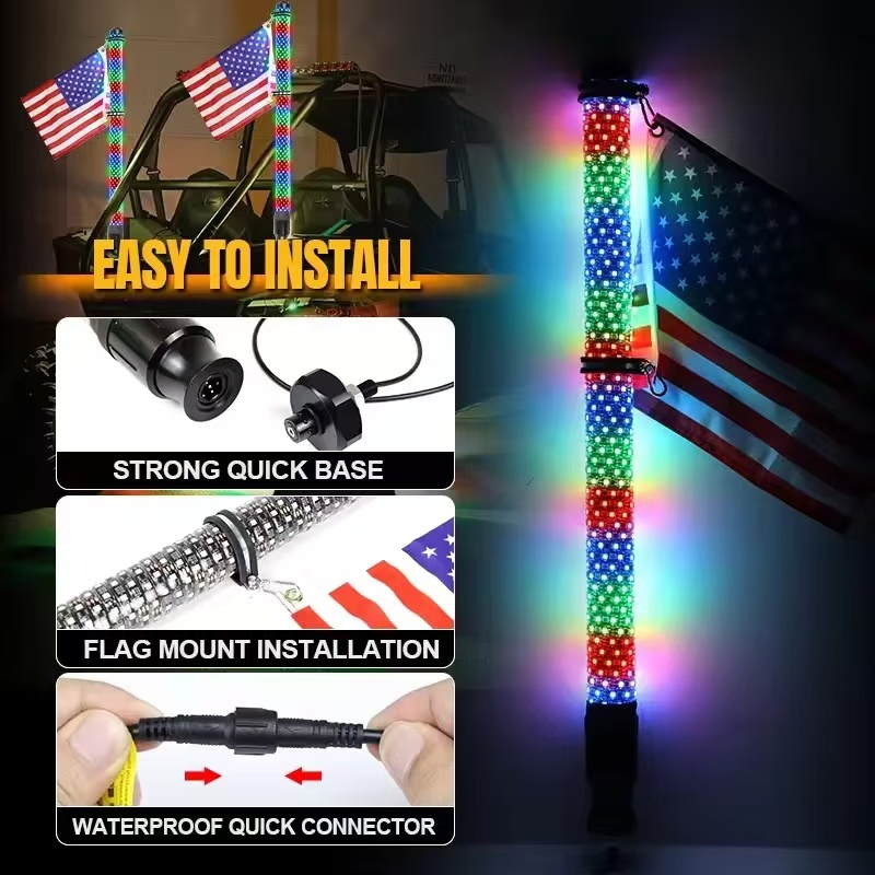 Жирный LED-кнут для внедорожников 1FT/2FT/3FT, 300 светодиодов