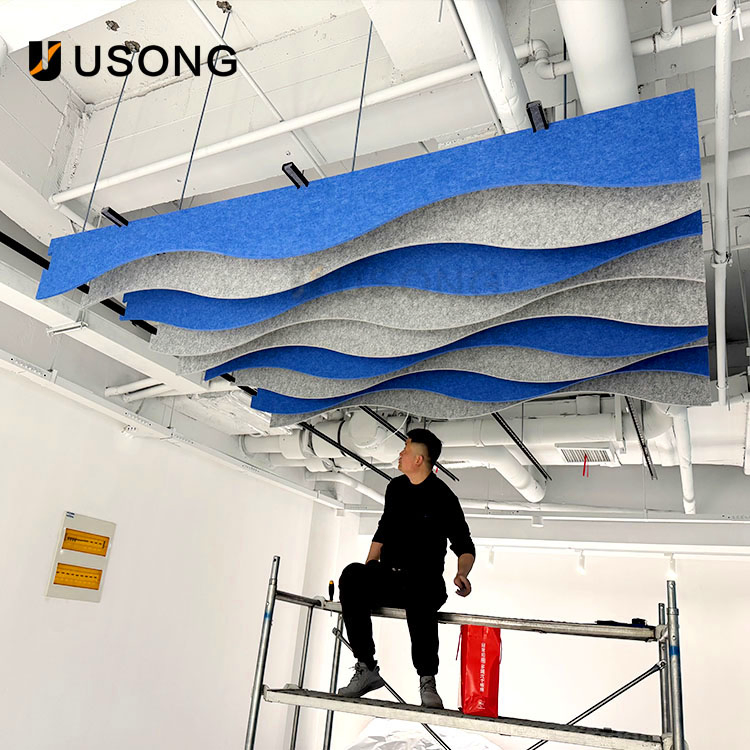 Stylish Wavy Pet Acoustic Ceiling Design - 1200X300mm Fiber Acoustic Panels
