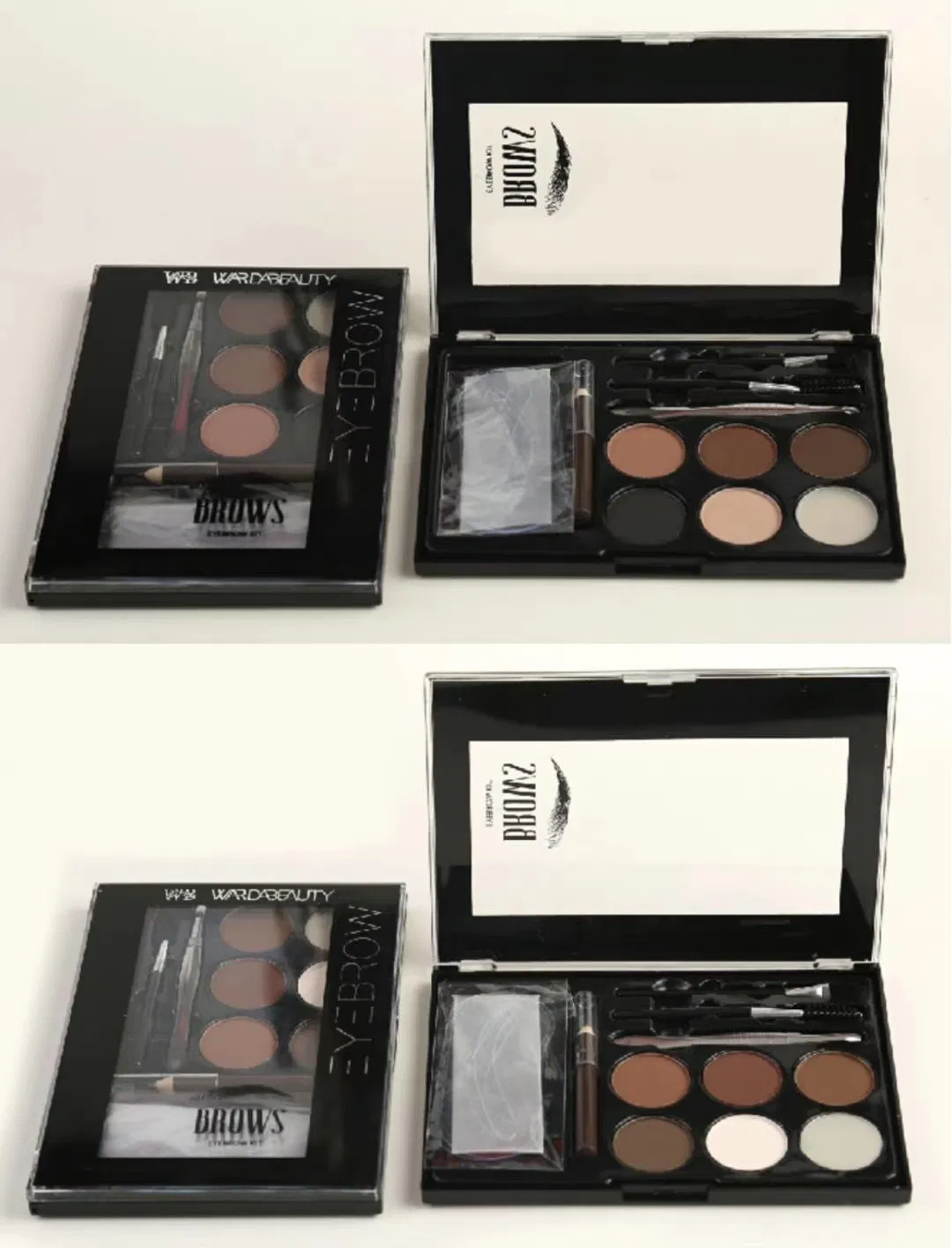 6 Long -Lasting Eyebrow Powder Shadow Shadow Palette with Soft Brush and Mirror