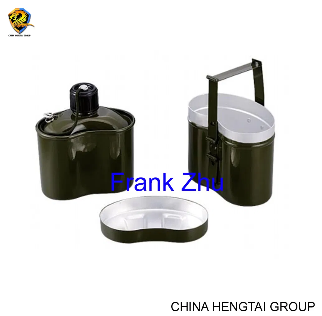 Outdoor Camping Stainless Steel Mess Tin-Aluminum Water Canteen-Germany Olive Green Tactical Mess Kits