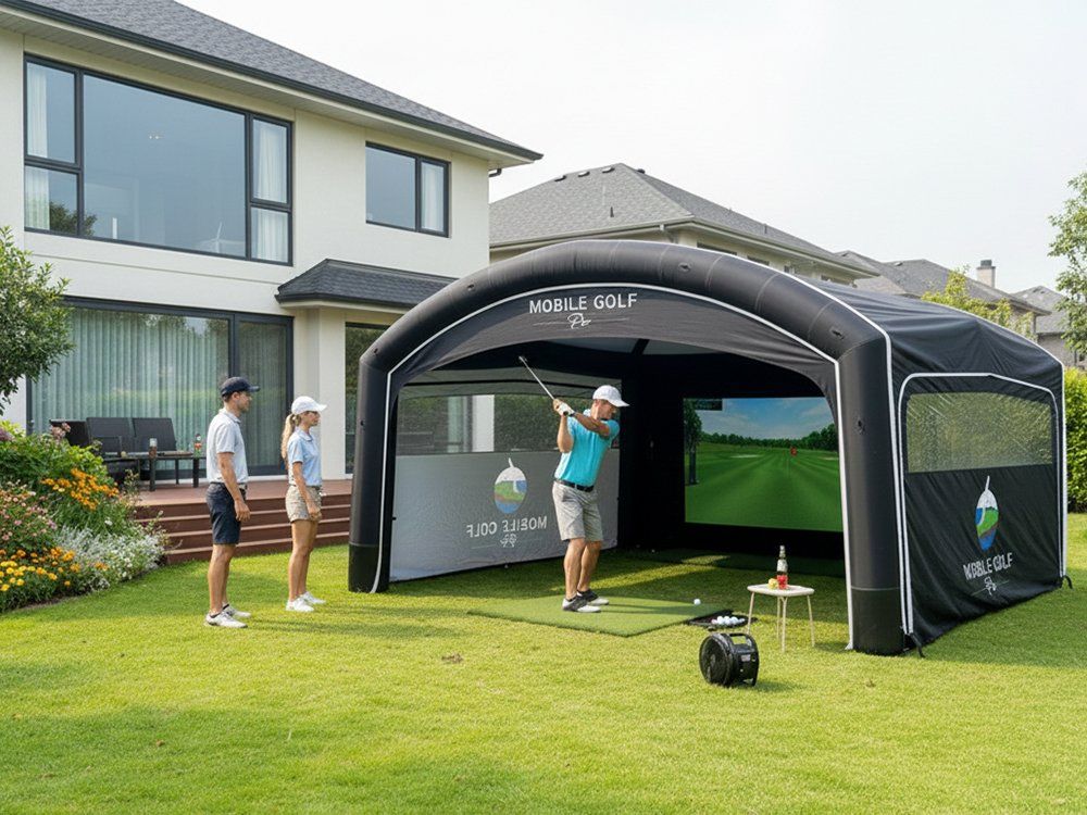Professional Inflatable Golf Enclosure for Golf Centers Stability Ropes Sandbags