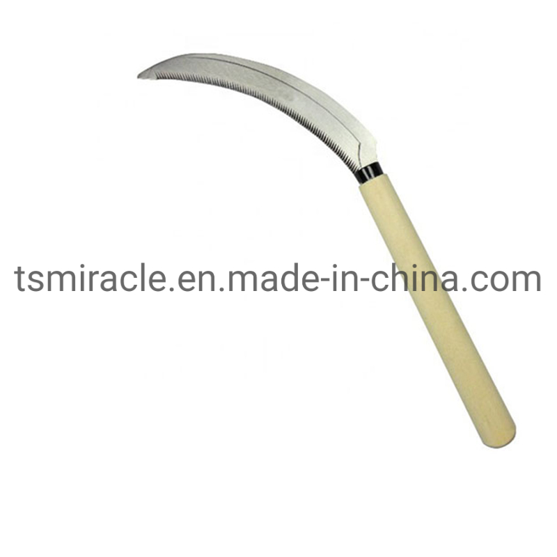 All Steel Sickle for Agriculture, Wooden Handle Weeding, Wheat Garden Weeding Sickle