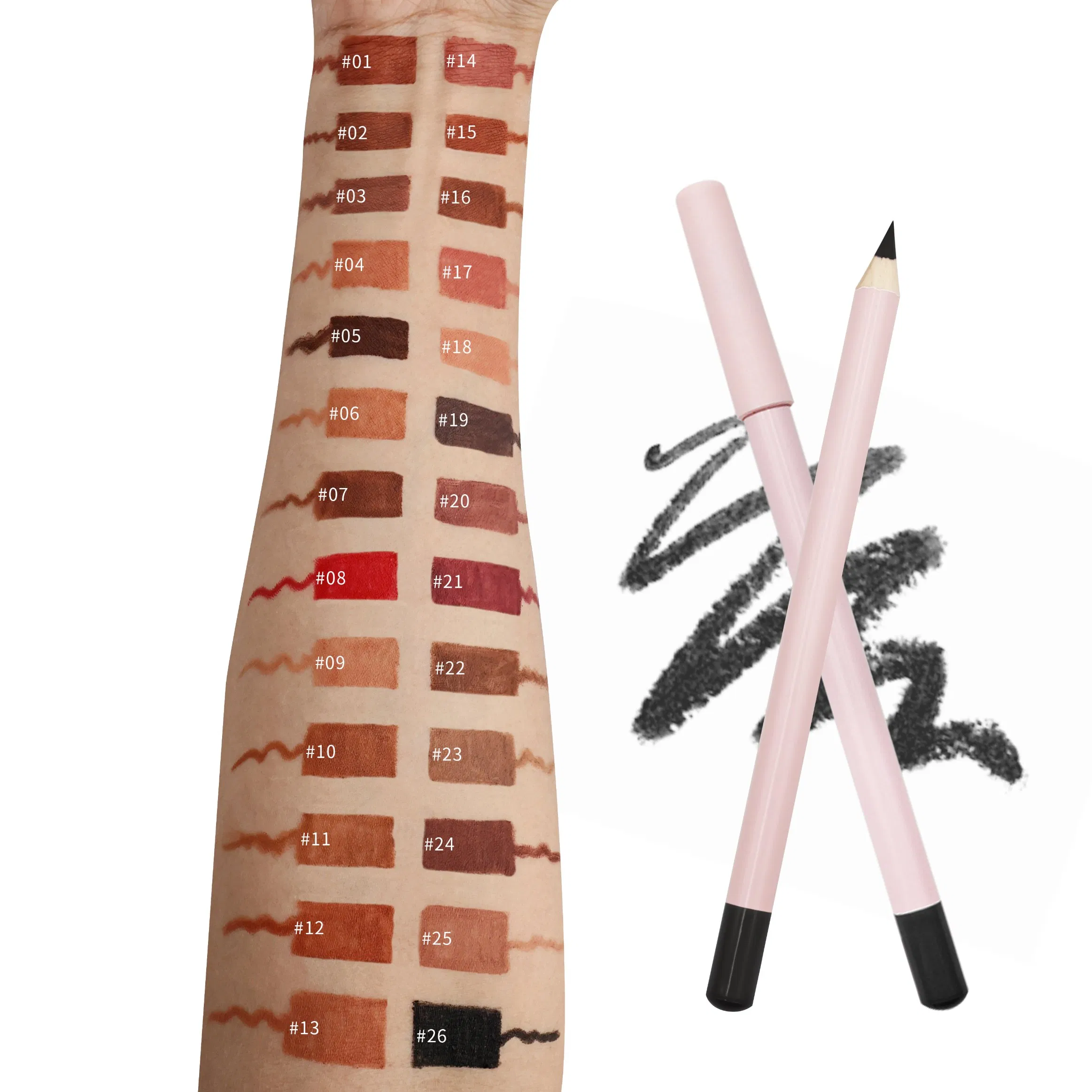 Wholesale Cosmetics Makeup Waterproof Custom Vegan Creamy Brown Lipliner Pencil Private Label