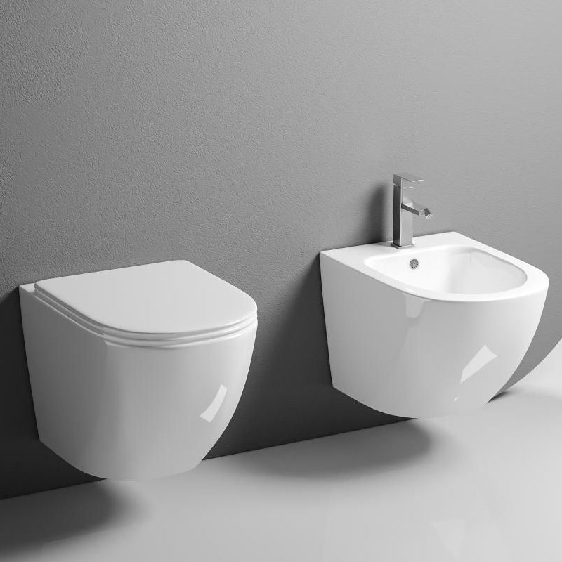 Wholesaler Cheap Design Rimless Wall Hung Wc UF Seat Cover Hot Selling White Color 49cm Wall Mounted Toilet