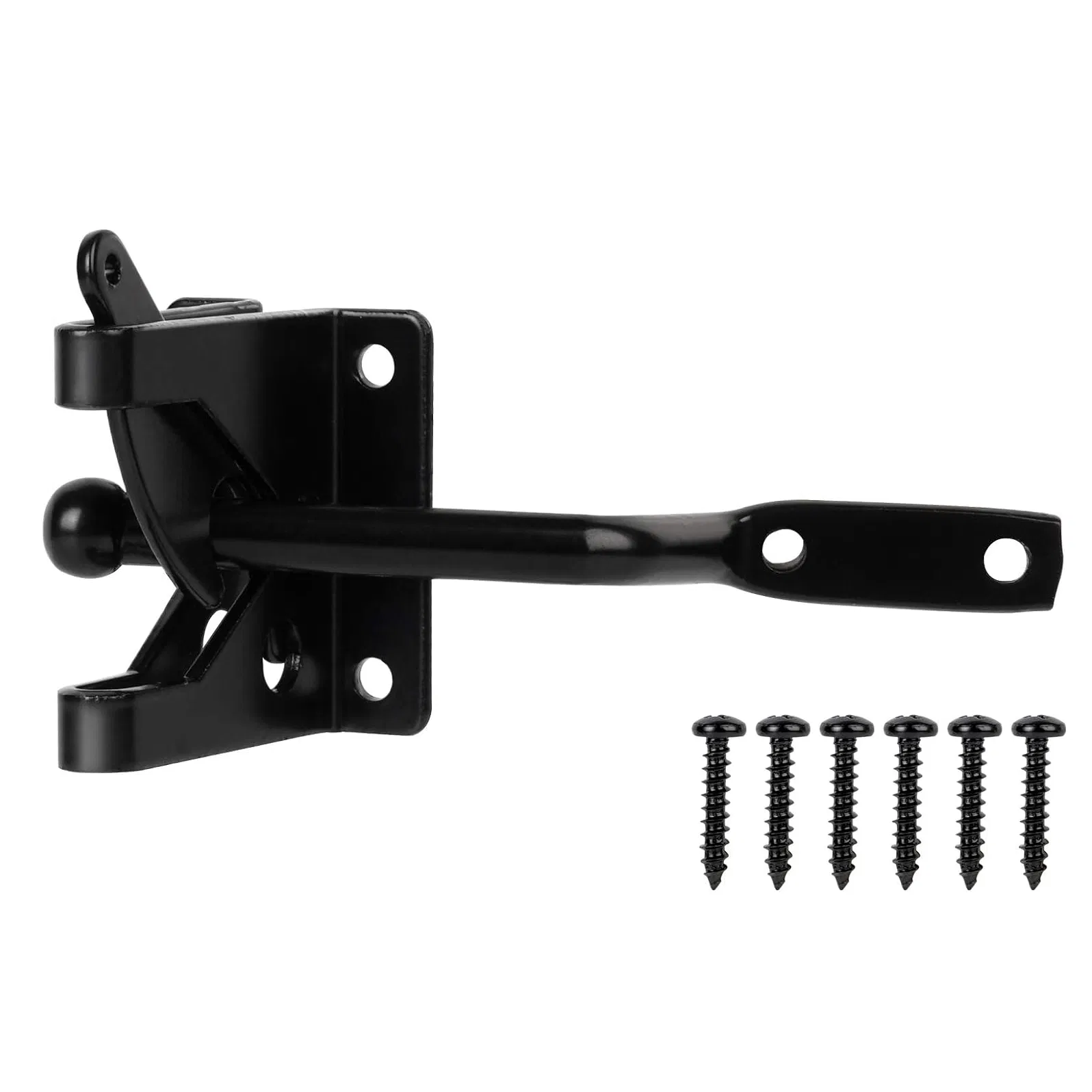 Self-Locking Gate Latch,Automatic Gravity Lever Latch for Wooden Fence Post Mount, Door Latch for Secure Pool,Garden,Shed,Black Powder Coated for Rust Resistanc