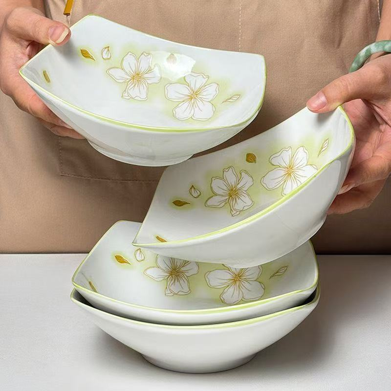 7"Square Salad Bowl Pad Printing Stoneware Porcelainware Ceramic Tableware