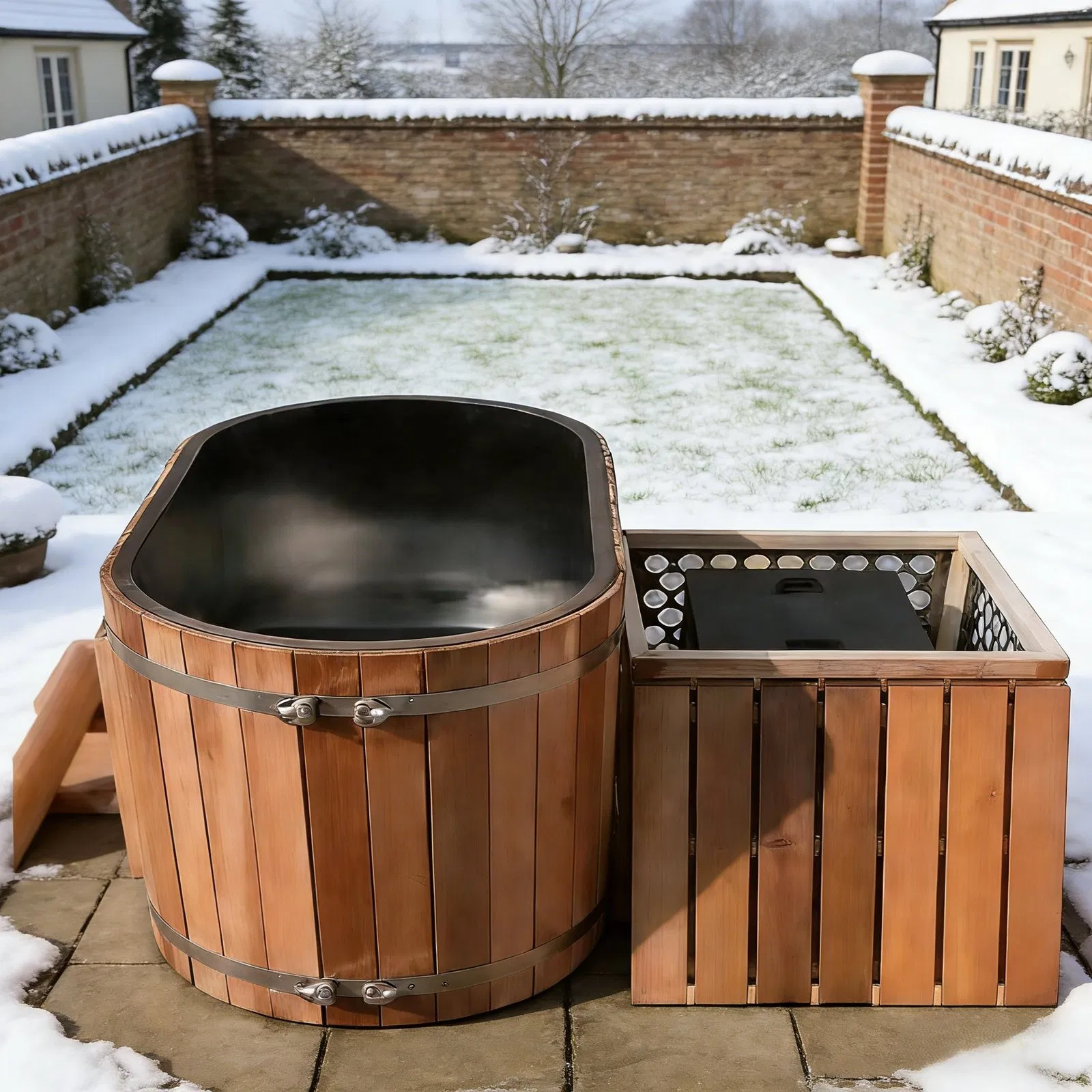 Деревянная ледяная ванна для криотерапии с массажем