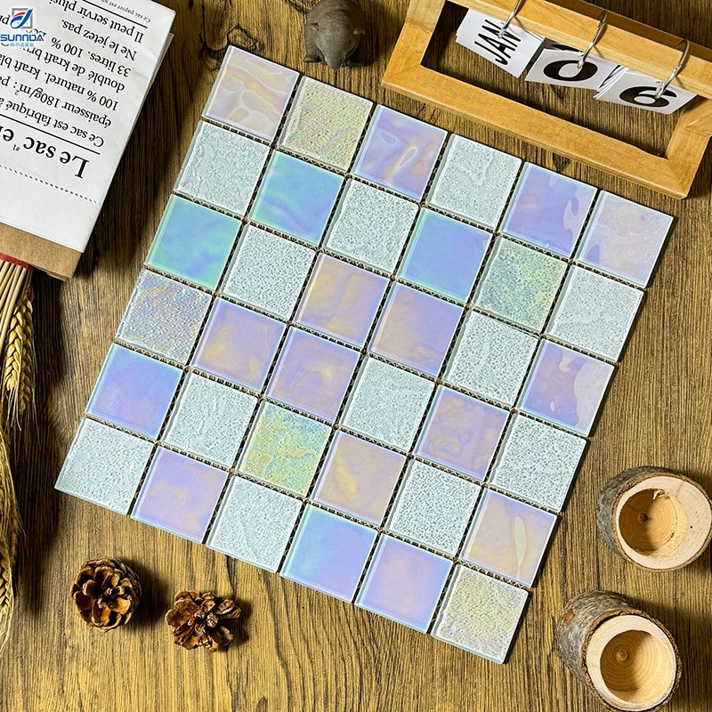 Белые перламутровые мозаичные плитки для бассейна