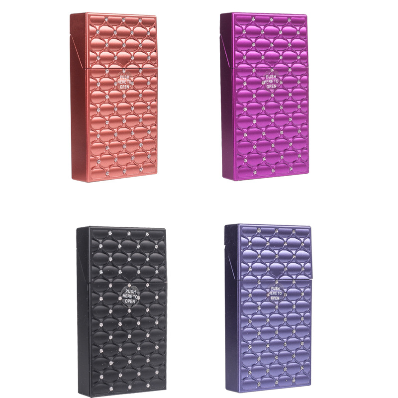 Ea183 ABS Custom Box Cute Vintage Holder Diamond 2023 New Black Locking Luxury Waterproof Plastic Cigarette Case