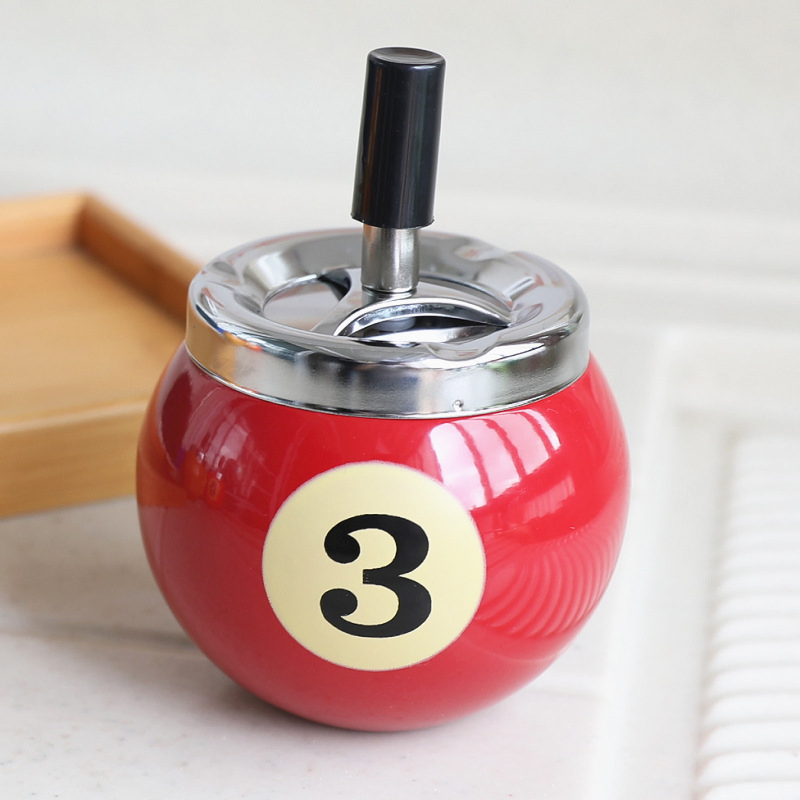 Smoking Accessories Creative Lidded Ashtray Billiard Metal Material Home Decorative Item