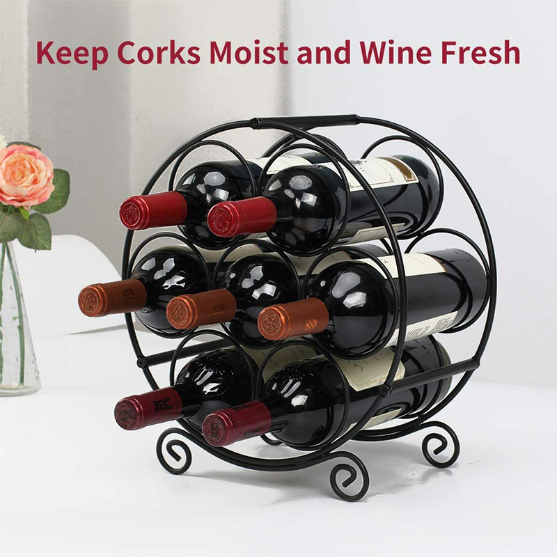 Customized Professional Furniture Counter Top Custom Iron Barrel Wholesale Wall Mounted Accessories Cabinet Stainless Storage Rack for Wine