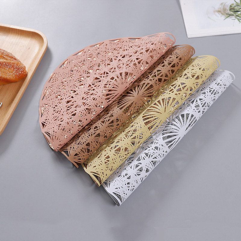 PVC Placemat Hot Stamping Hollow Pad Anti-Slip Coffee Table Decorative Accessories