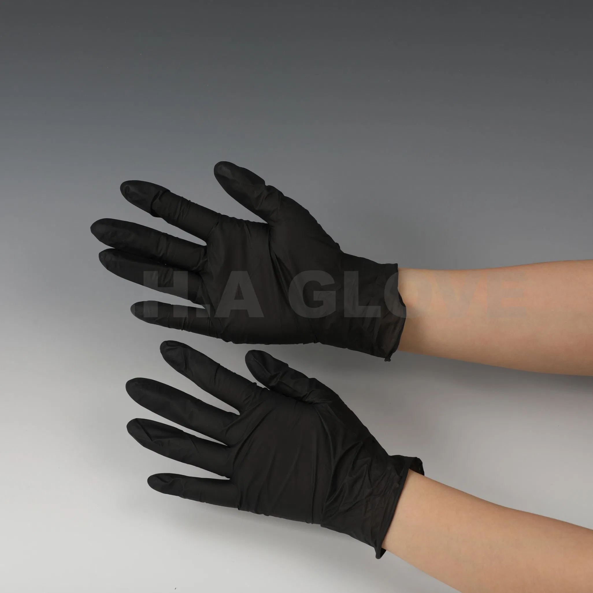 9′ ′ High Quality Powder Free Black Color Nitrile Glove Disposable Protective Nitrile Glove