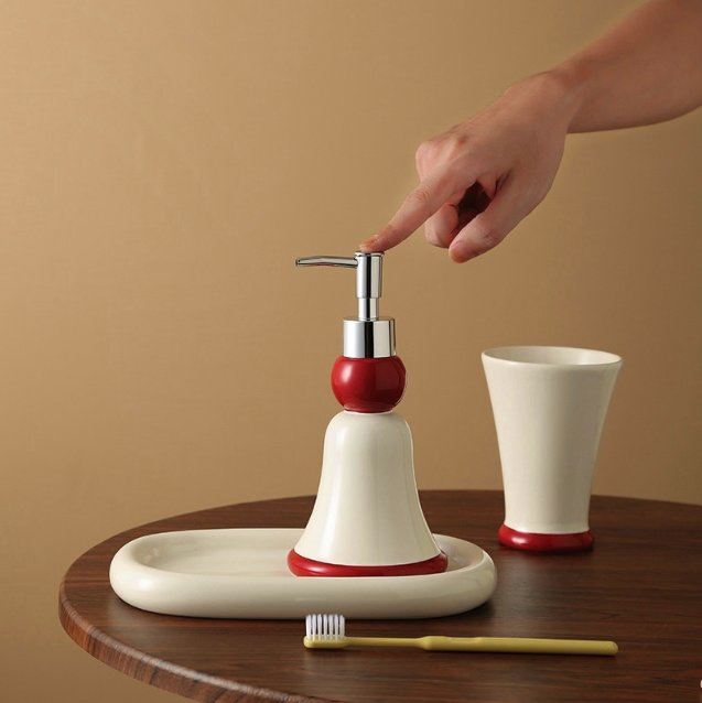 Premium Ceramic Dispenser Smooth Operation Bathroom Accessories 3PCS