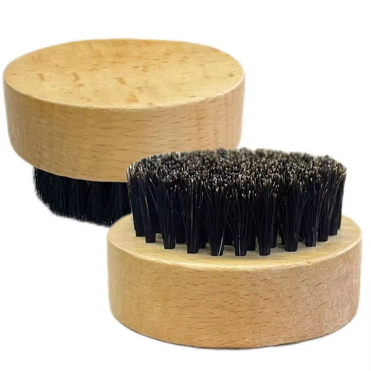 New Custom Wooden Boar Bristle Men's Facial Care Beard Brush