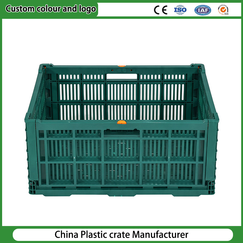 Large Vegetable Fruit Storage Basket Manufacturer Tooling Foldable Stackable Tote Folding Nestable Storage Collapsible Bale Arm EU Logistic Mesh Plastic Crate