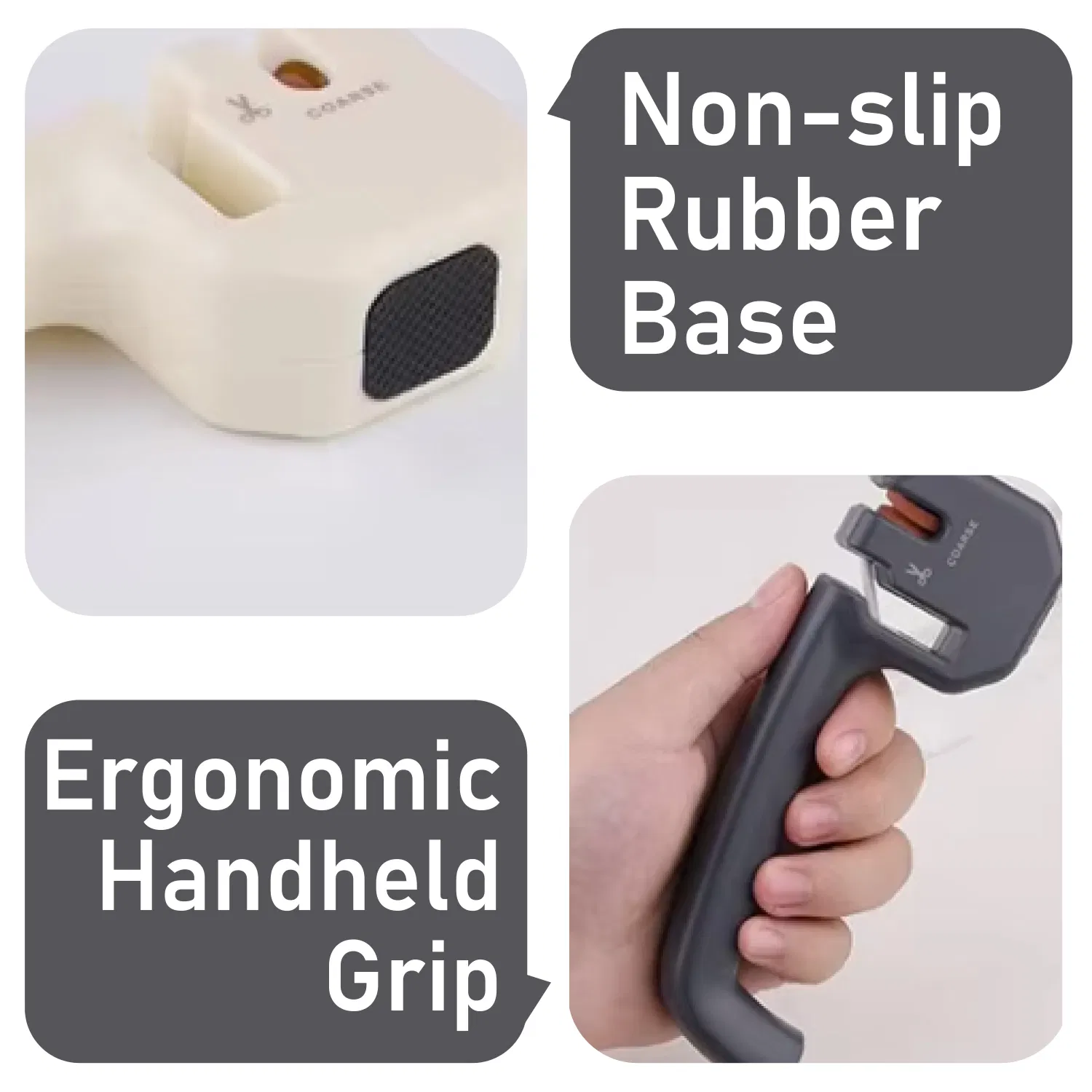 2in1 Knife Sharpener Coarse Scissor Non Slip Ergonomic Compact Kitchen Tool