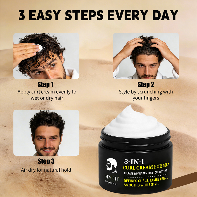 Sevich Hair Styling Curl Defining Cream Men Custom Logo Natural Fruit Extract Curl Cream for Frizzy Moisture Hair Care