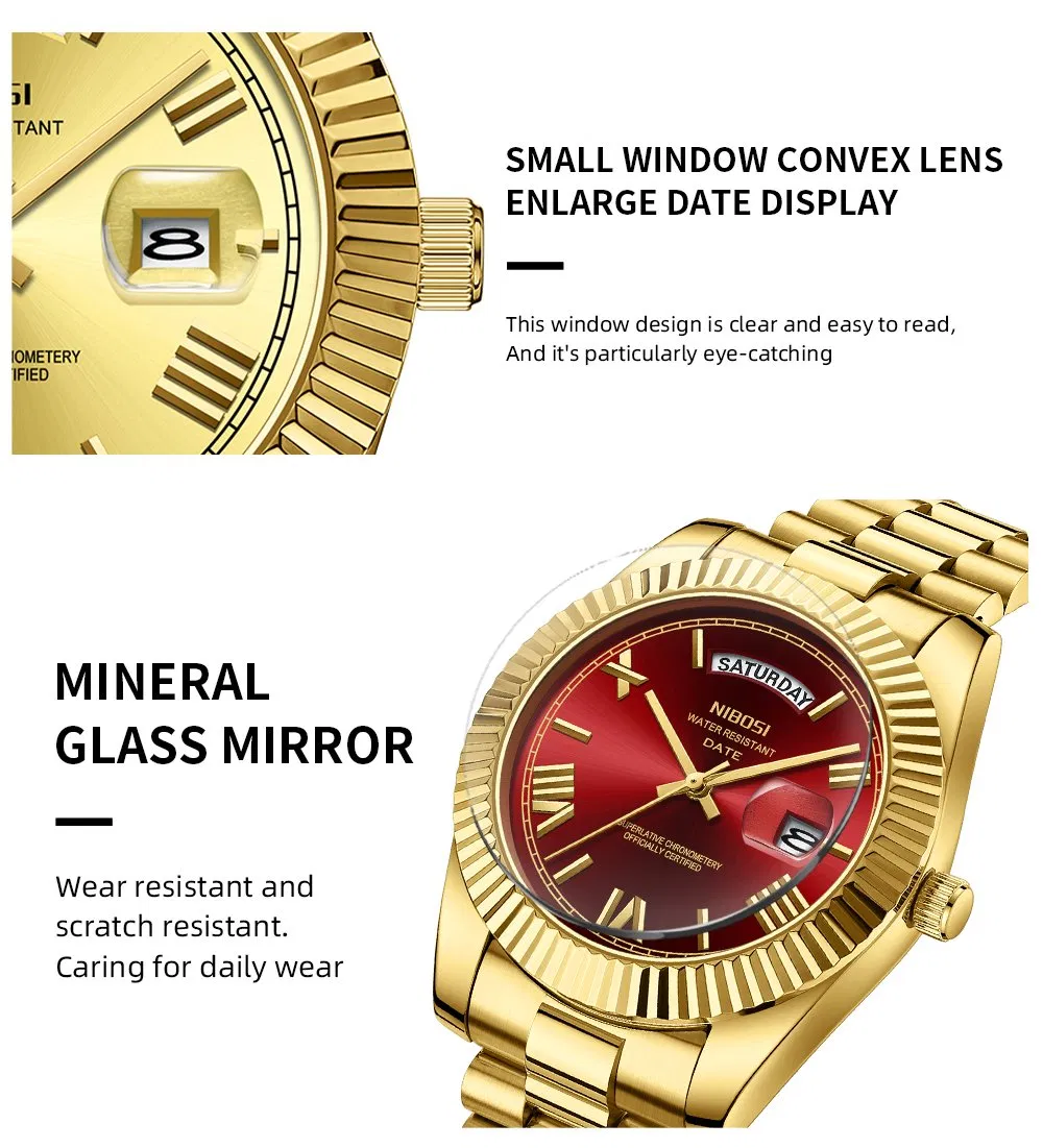 2628 Luxury Fashion Brand Waterproof Custom OEM ODM Service Auto Date Week Quartz Watch