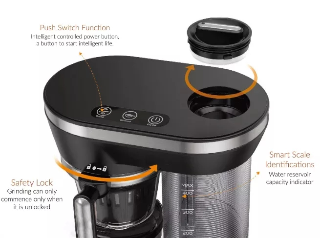 2 in 1 Grinding Coffee Maker Machine with Steam Brew Coffee