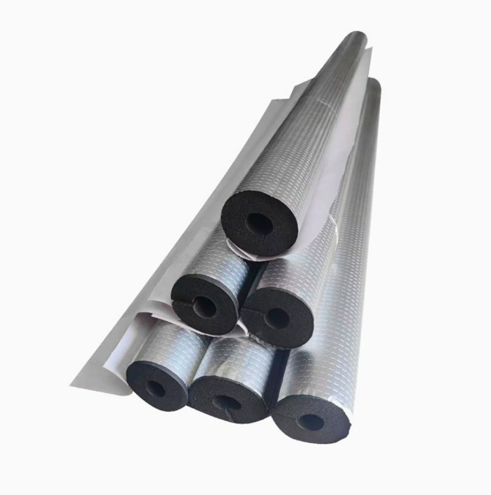 Aluminium Foil Faced Rubber Flexible Soft Insulation Black Rubber Foam Tube Thermal Insulation Foam Pipe