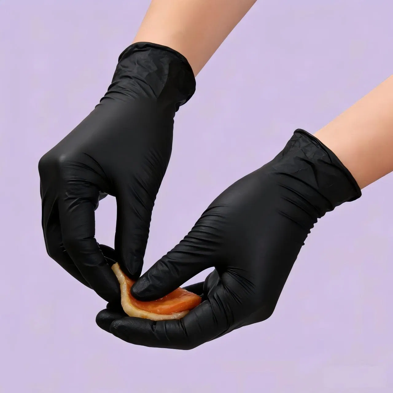 Sleek Black Latex Free FDA Compliant Nitrile Gloves for BBQ & Kitchen