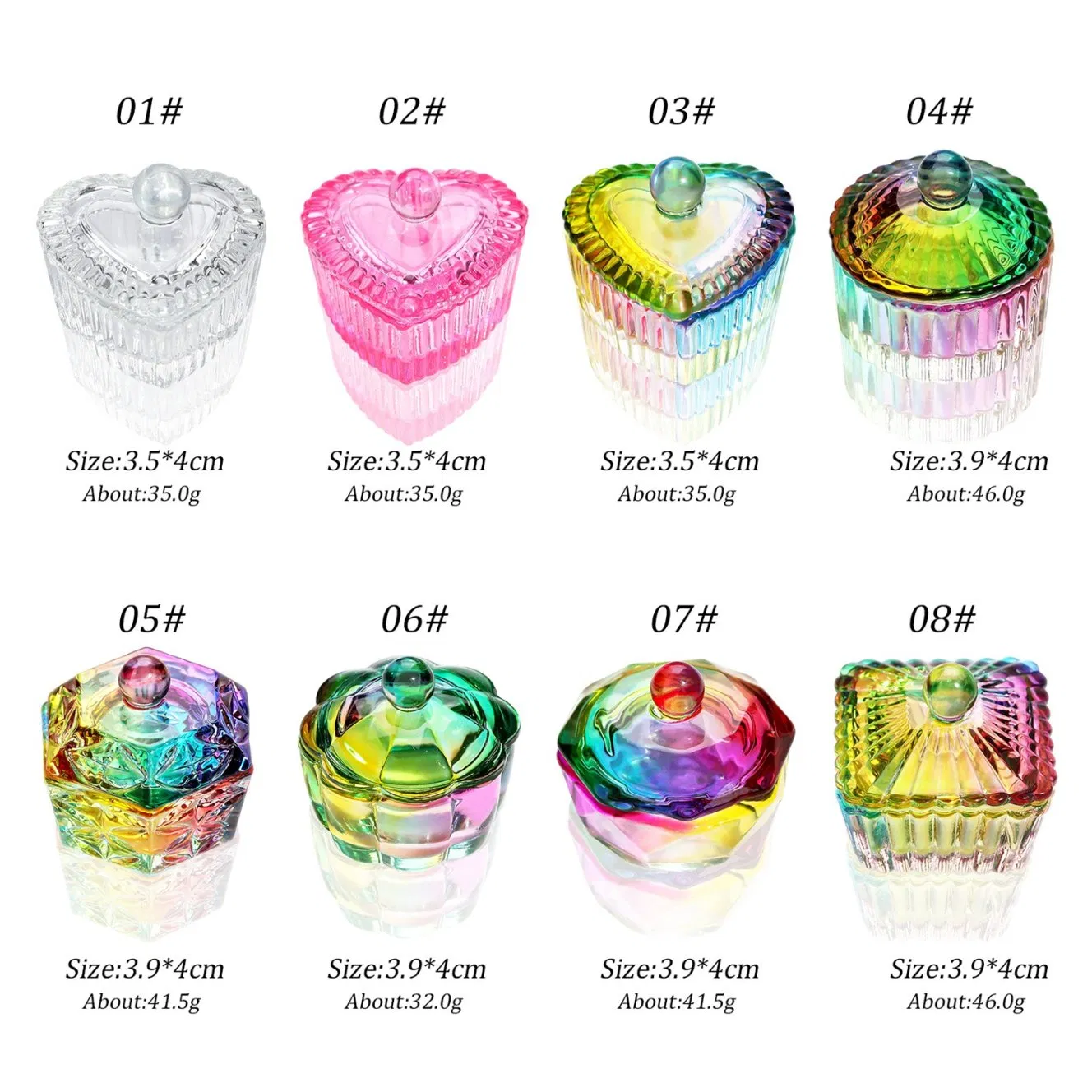 Clorful Glass Nail Wash Pen Cup Liquid Powder Crystal Lid Cup Nail Tool Bowl Glassware Container Dappen Dish Nails