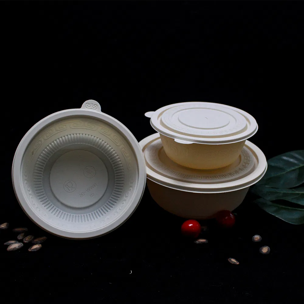 Disposable Food Container Biodegradable Corn Starch Bowl with Lid for Hot Soup