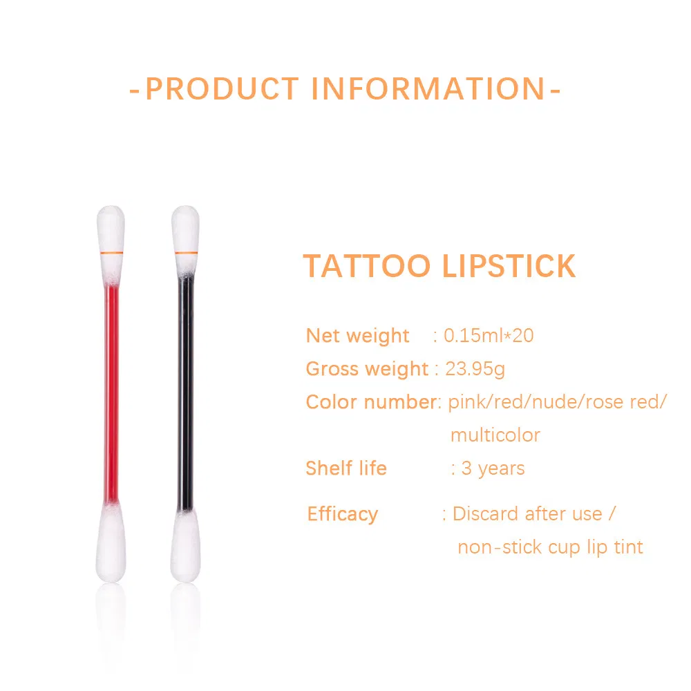 Disposable Cotton Swab Lip Gloss Custom Color Waterproof Lip Glaze Makeup