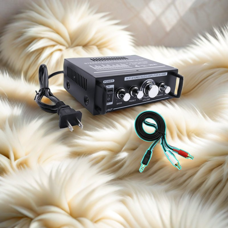 Mini AC 220V Stereo Audio Power Amplifier Speakers with Audio Cable
