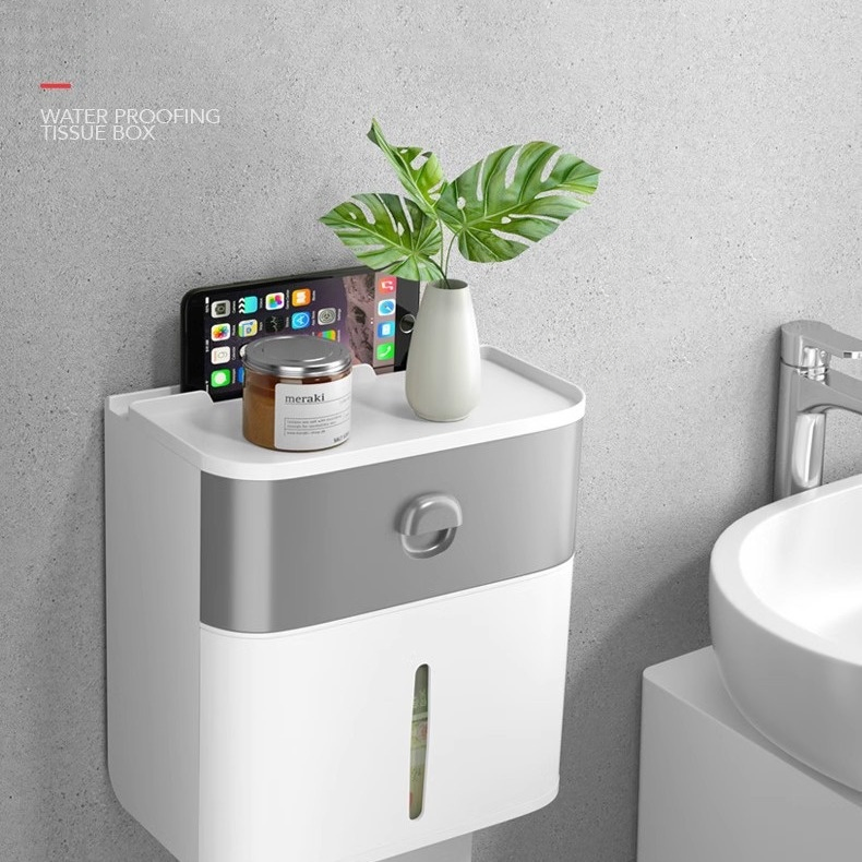 Bathroom Wall-Mounted Creative Multifunctional Storage Rack Roll Paper Towel Box