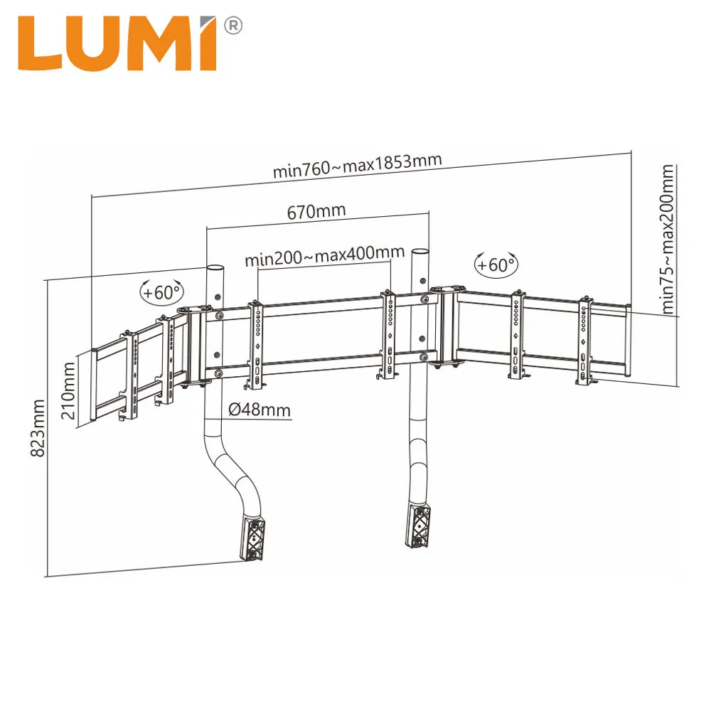 Крепление для 3 мониторов LRS07-SR02 к симулятору