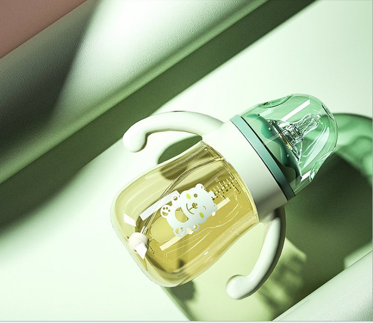 Feeding Bottle Wide-Caliber Baby Anti-Colic and Fall Resistance Newborn Baby Drinking Water Straw Feeding Bottle Silicone