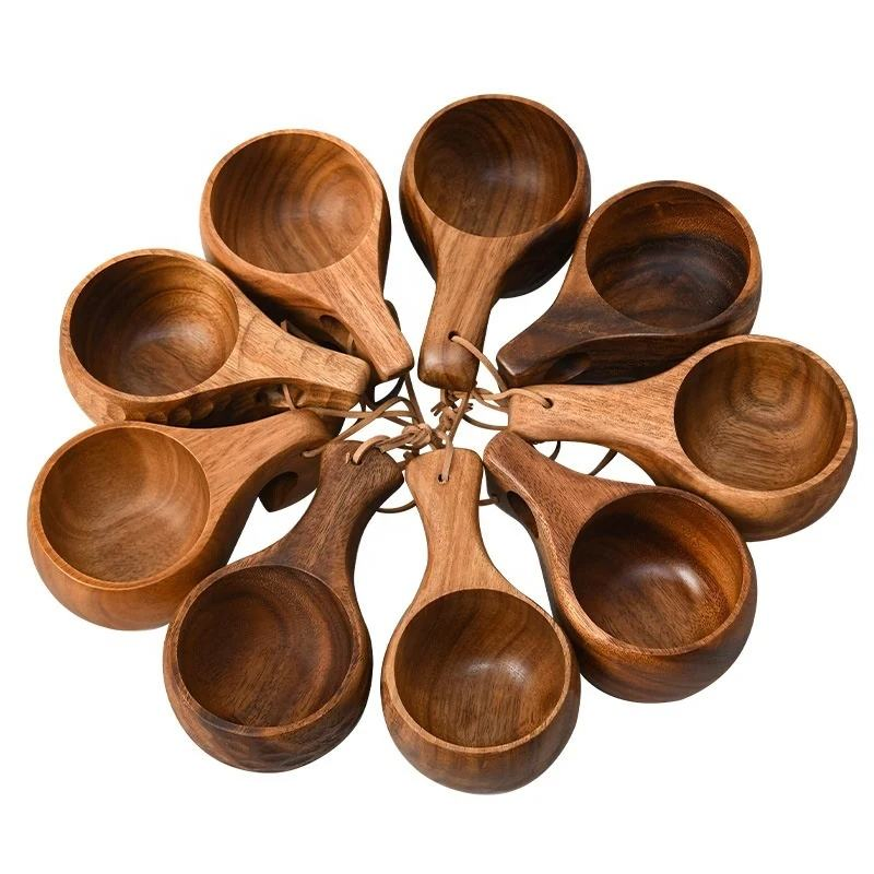 Acacia Wood Finnish Mug Handmade Wooden Camping Drinking Mugs