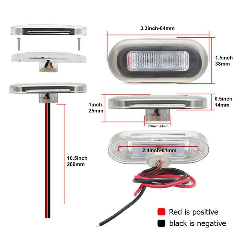 12V IP68 LED Clearance Marker Light for Trucks, Trailers, and Marine Use