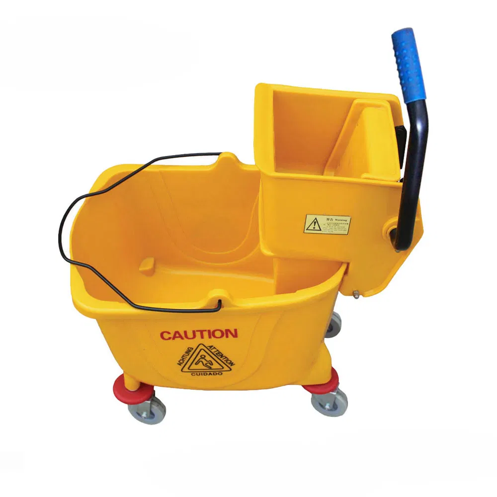Yellow Wringer Mop Bucket Cleaning Bucket with Side Press Wringer Head