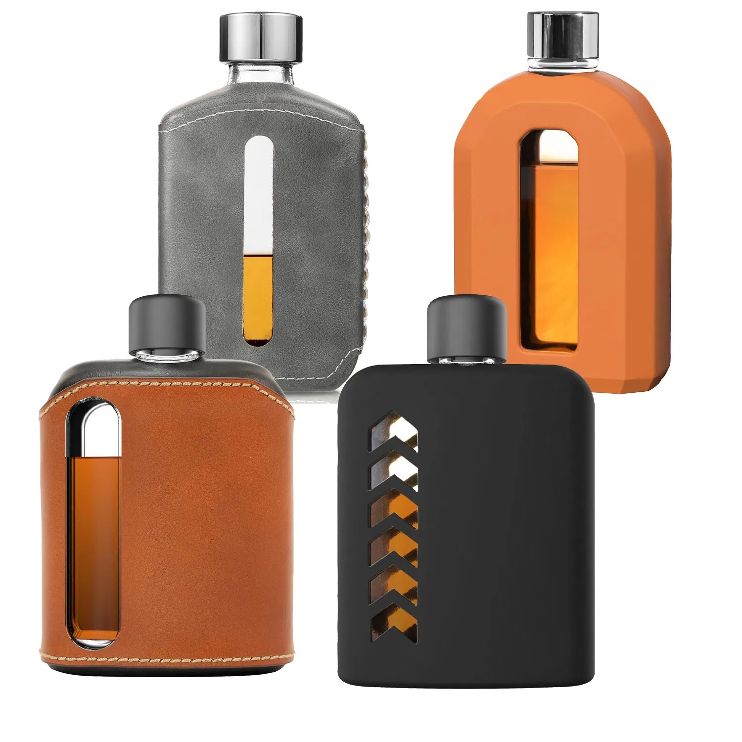 BPA-Free Lead-Free Stay Fresh Leakproofglass Hip Flask with Cork Silicone Lid Liners for Cambodia Tennent's Lager Riegele