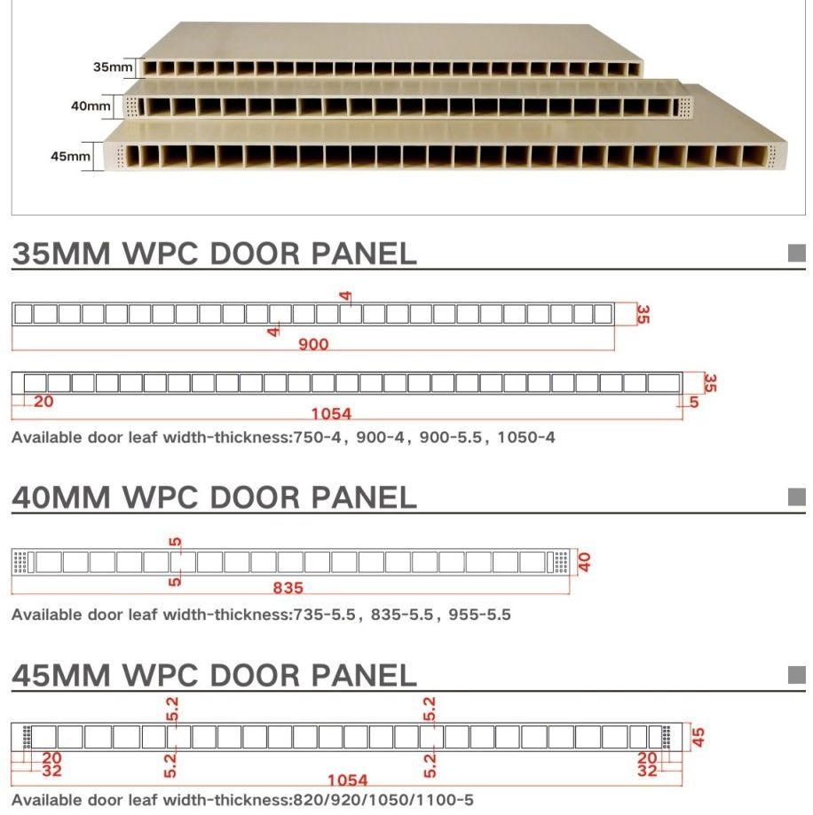 Eco Flame Retardant Full WPC Door Panel Frame Architrave Raw Finished Material